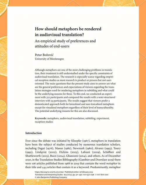 字幕翻译参考文献有哪些?-图1 字幕翻译参考文献有哪些?-图1